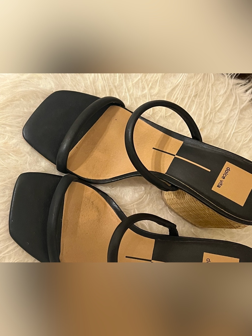 Dolce Vita Black Two-Strap Woven Block Heel Mules - Picture 2 of 3